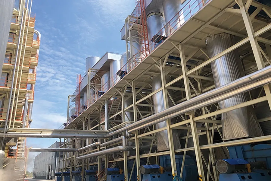 Silo towers and pipework at a Ningfeng base